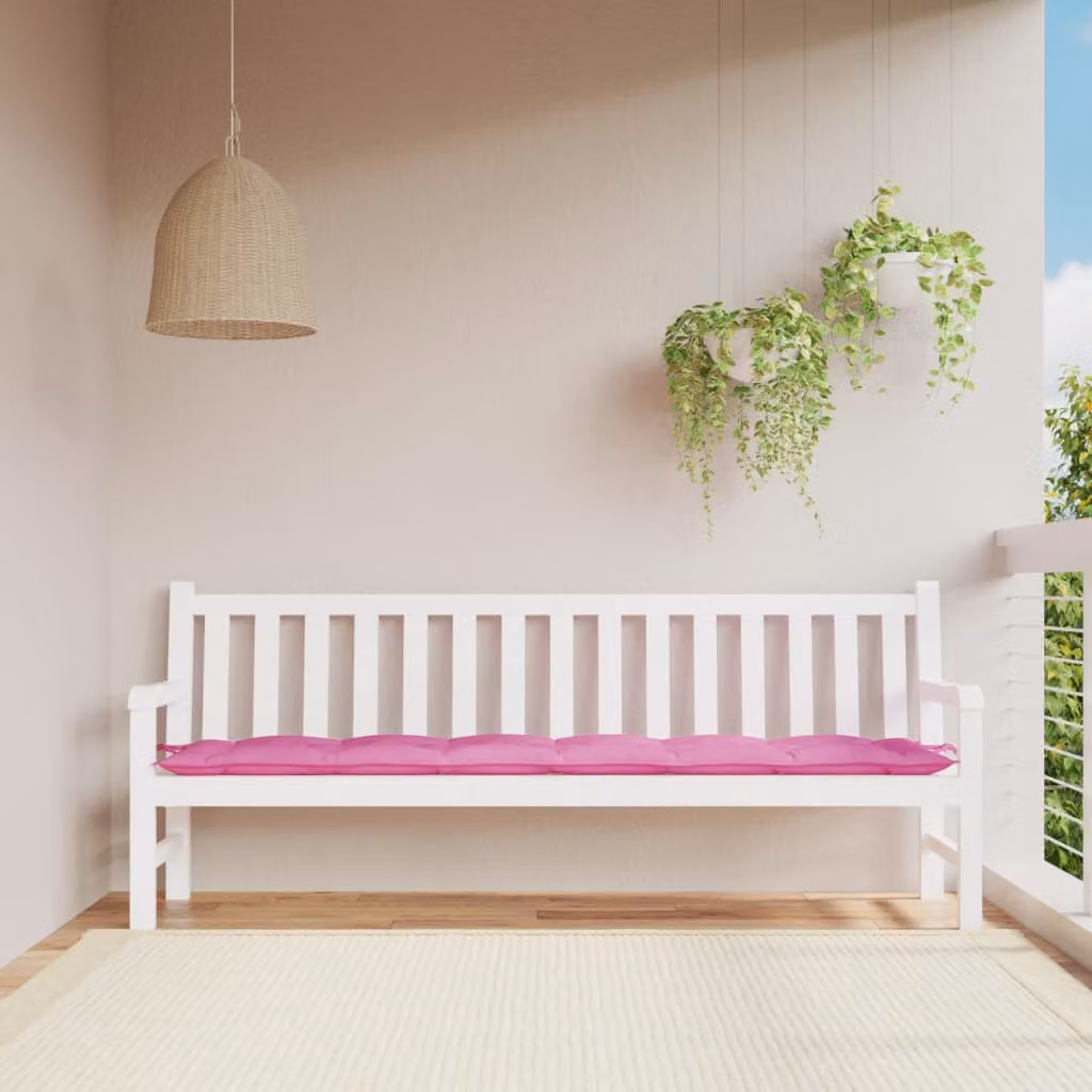 Cuscino per panca da giardino vidaXL rosa in poliestere, L 200 x P 50 x H 7 cm