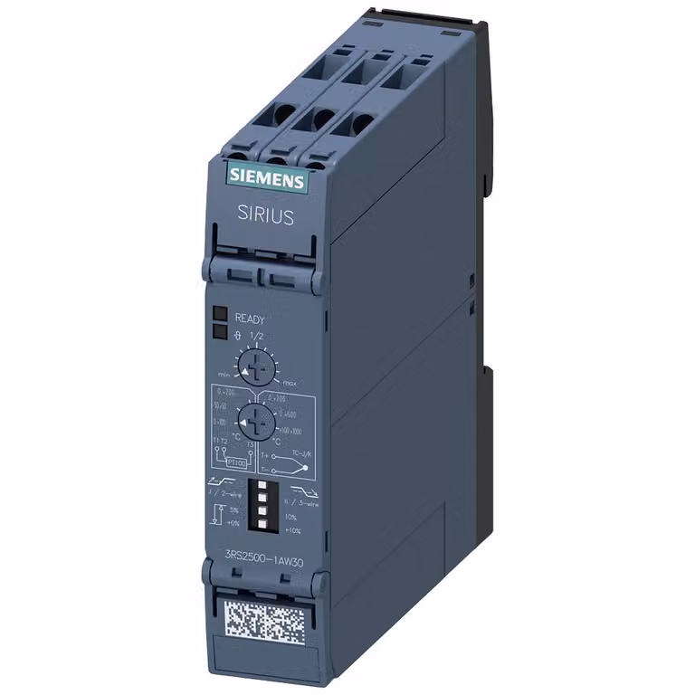 Relè termico Siemens, PT100, termocoppia J, K, AC/DC 24-240 V, 1 W, collegamento a vite 3RS25001AW30