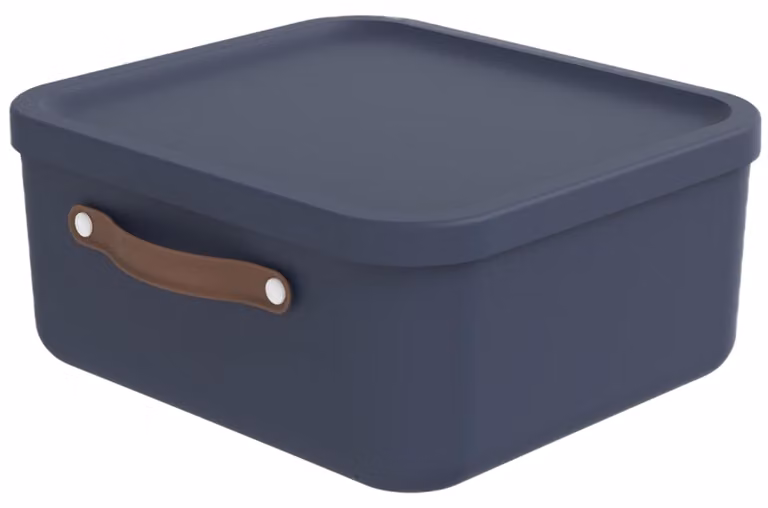 Contenitore di stoccaggio Rotho Maloja con coperchio, capacità 20 litri, impilabile, in plastica, colore blu
