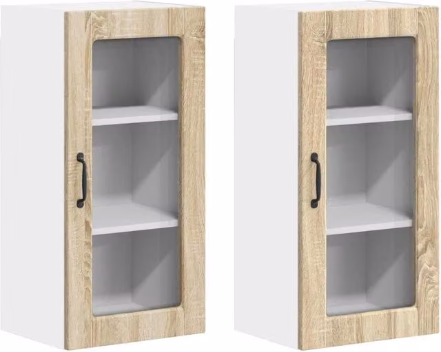 Set di 2 pensili da cucina moderni componibili 40 x 31 x 80 cm in legno multistrato rovere sonoma 02_0054009