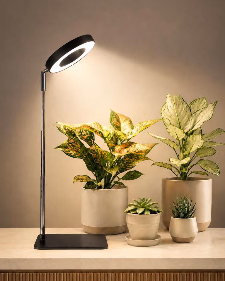 Lampada per piante con supporto, a LED a spettro completo, con altezza regolabile, 8 W