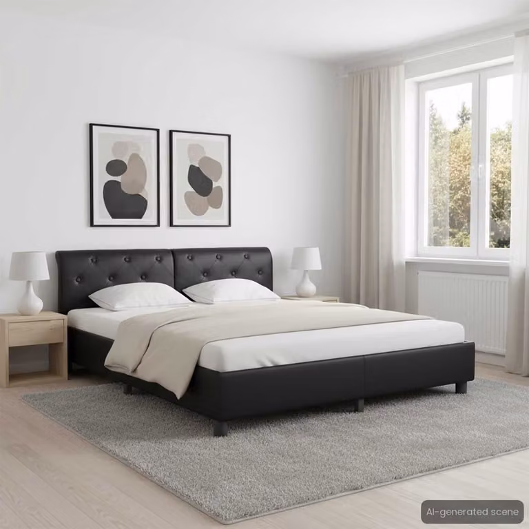 Giroletto vidaXL in similpelle nero con struttura in legno e metallo 160x200 cm