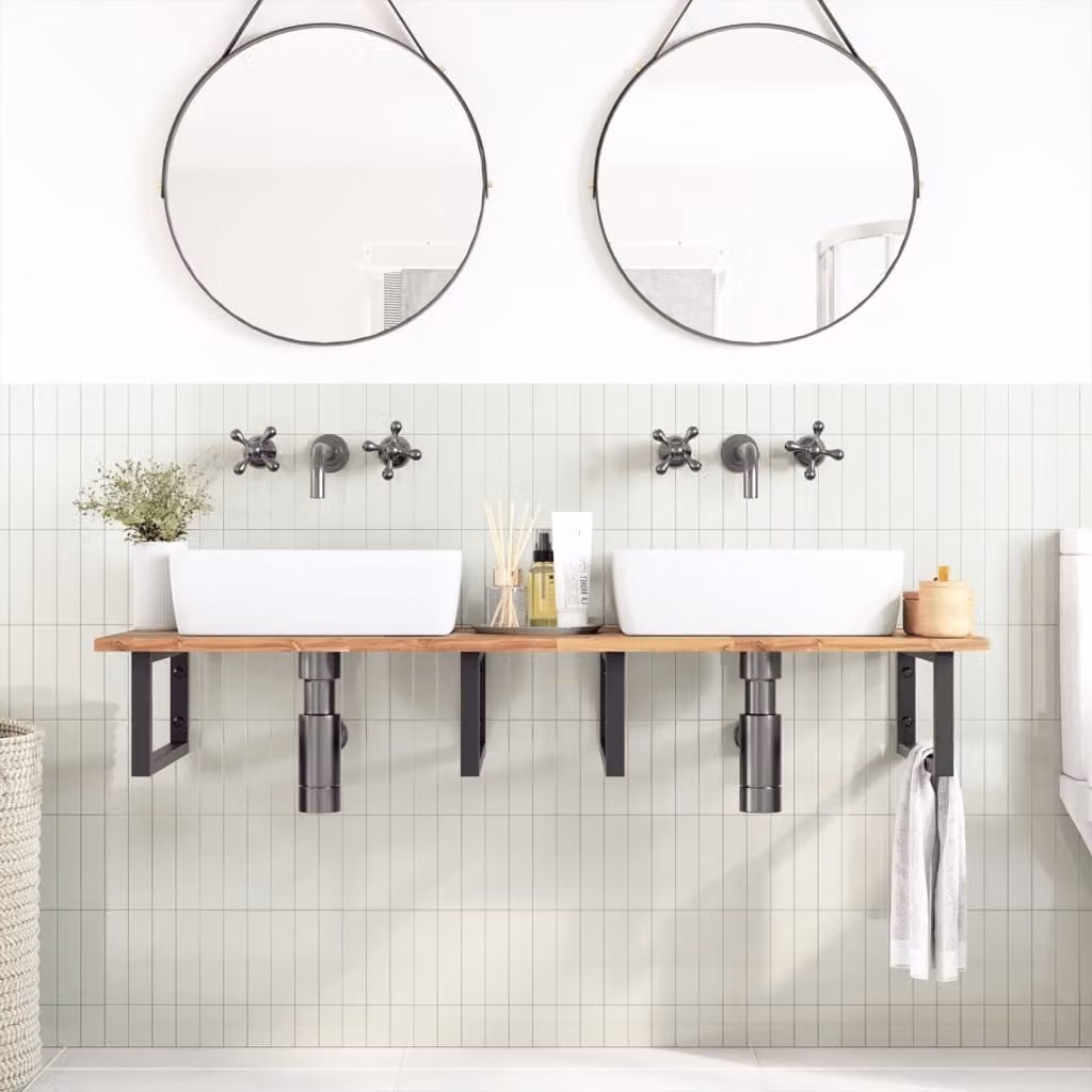 Piano da Bagno Non Trattato 160x50x2cm Legno Massello di Acacia