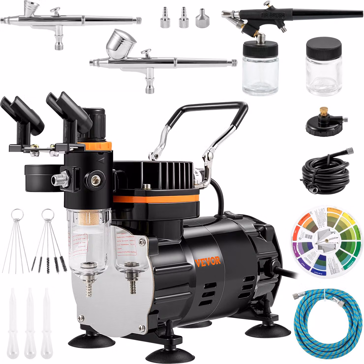 Set di pistole a spruzzo professionali a doppia azione 18 - 23 L/min 120 W 220 V mini compressore d'aria per aerografo con alimentazione a gravità per