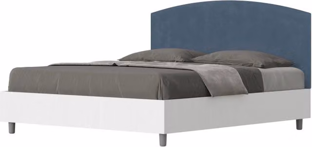 Letto Matrimoniale 160x190 cm struttura bianco frassino testata Antilia - Senza rete,Microfibra,Blu
