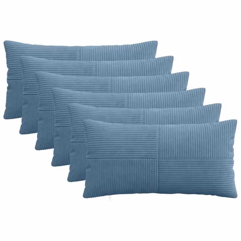 Set di 6 federe vidaXL ALMELO in velluto a coste blu, L 70 x P 40 cm
