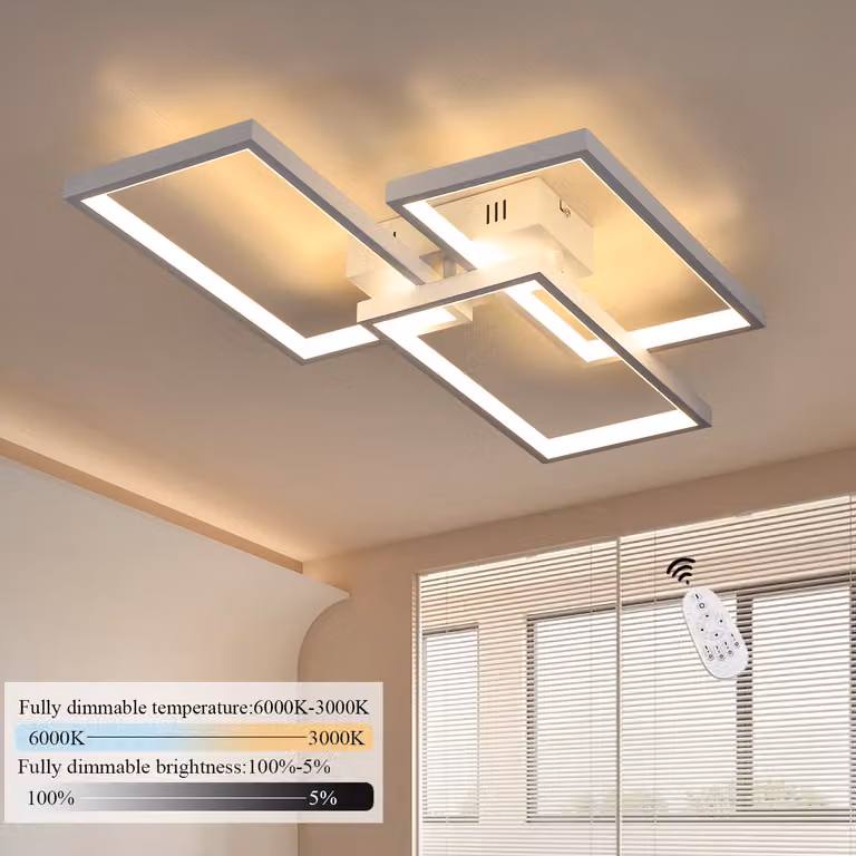 ZMH LED plafoniere bianche da soggiorno dimmerabili con telecomando 63W metallo design moderno