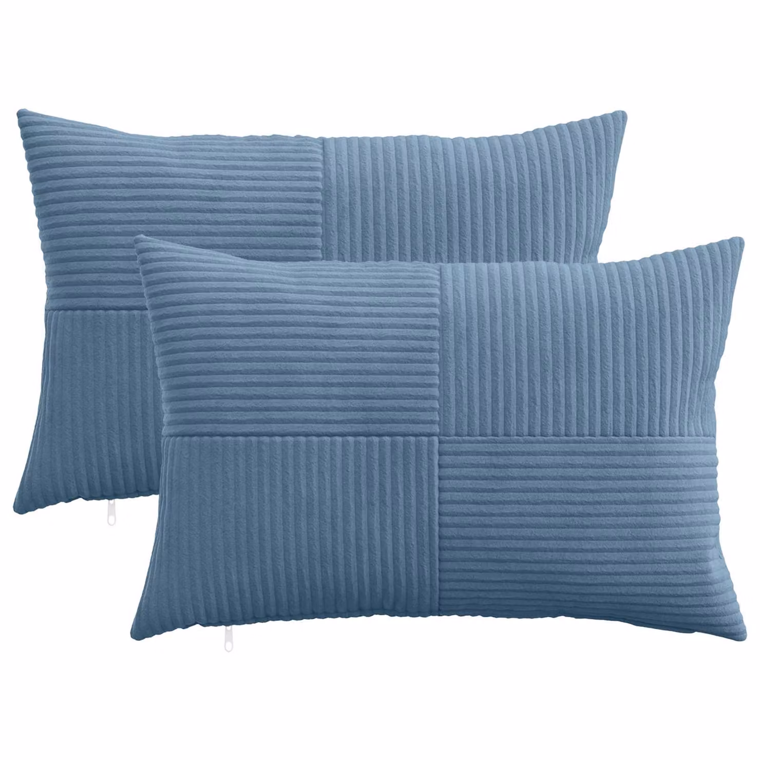 Set di 2 federe vidaXL ALMELO blu in velluto a coste, L 50 cm x P 75 cm
