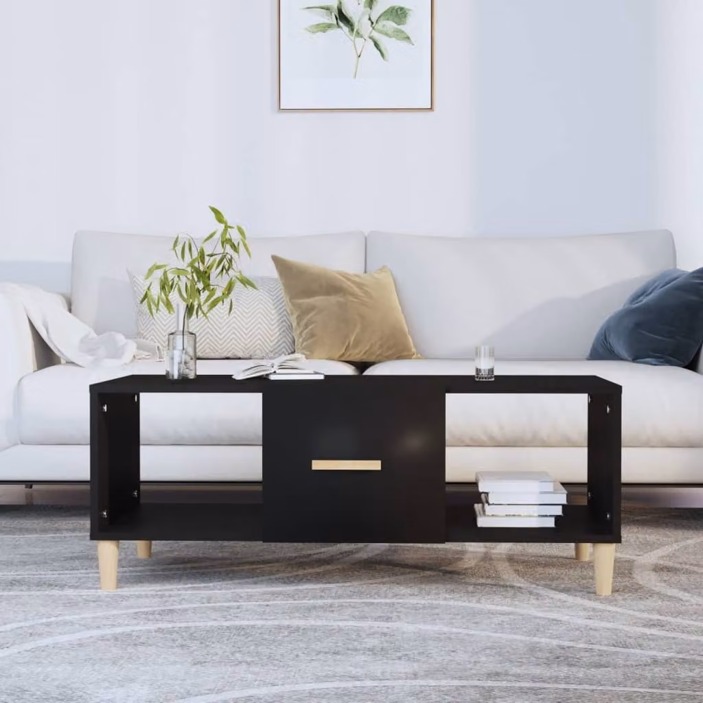 Tavolino The Living Store nero 102x50x40 cm in materiale ligneo