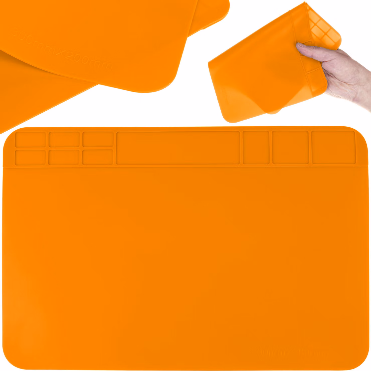 Rosfix Tappetino per Saldatura in Silicone 300x200mm – Resistente Al Calore Fino a 500°C, Antiscivolo, ESD, Organizer | Per Riparazioni Elettroniche