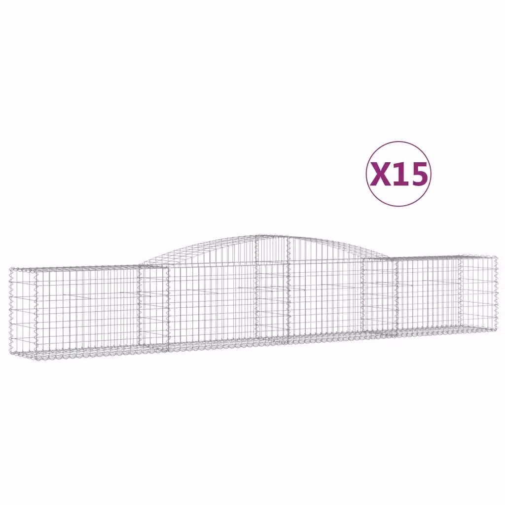 Set di 15 Cesti Gabbioni ad Arco Videx in Acciaio Zincato Colore Argento L: 400 cm, P: 50 cm, H: 60/80 cm – 2