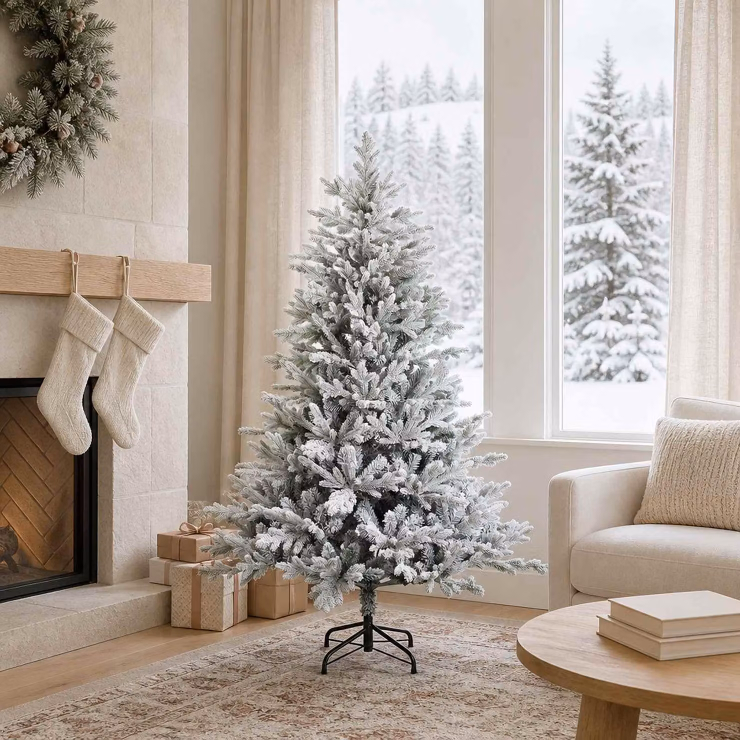 Albero di Natale artificiale pieghevole, altezza 150 cm, realizzato in PVC e metallo