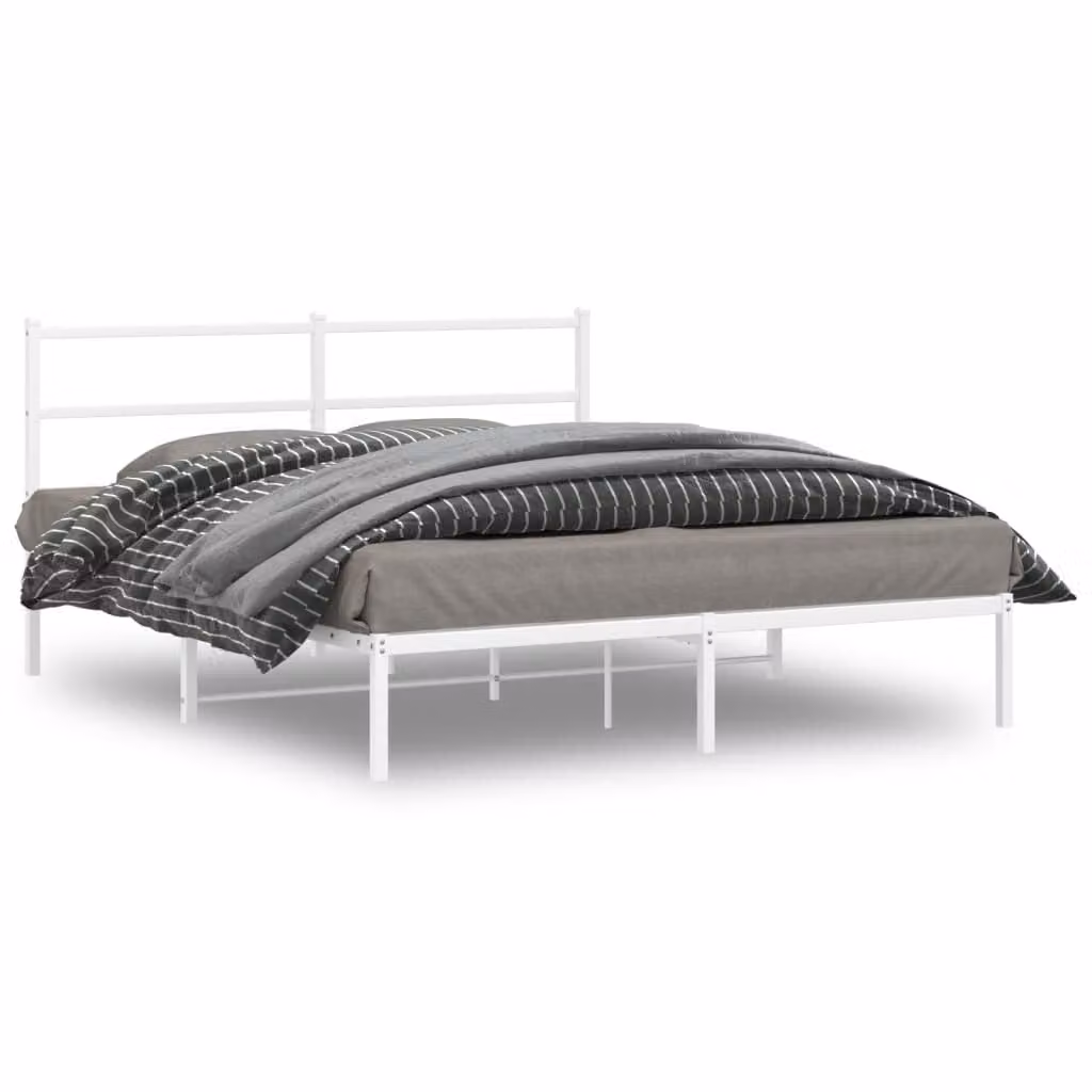 vidaXL Giroletto con Testiera in Metallo Bianco L/P/H: 200 x 160 x 90 cm
