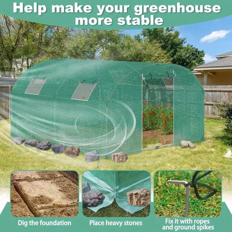 Serra - Serra da giardino - Serra per coltivazione - Serra per la crescita - Serra per pomodori - 3x4m 12㎡ - Struttura in acciaio zincato