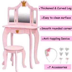 Scrivania per computer, supporto per laptop, struttura metallica stabile, colore rosa, realizzata con pannello MDF/truciolato di alta qualità