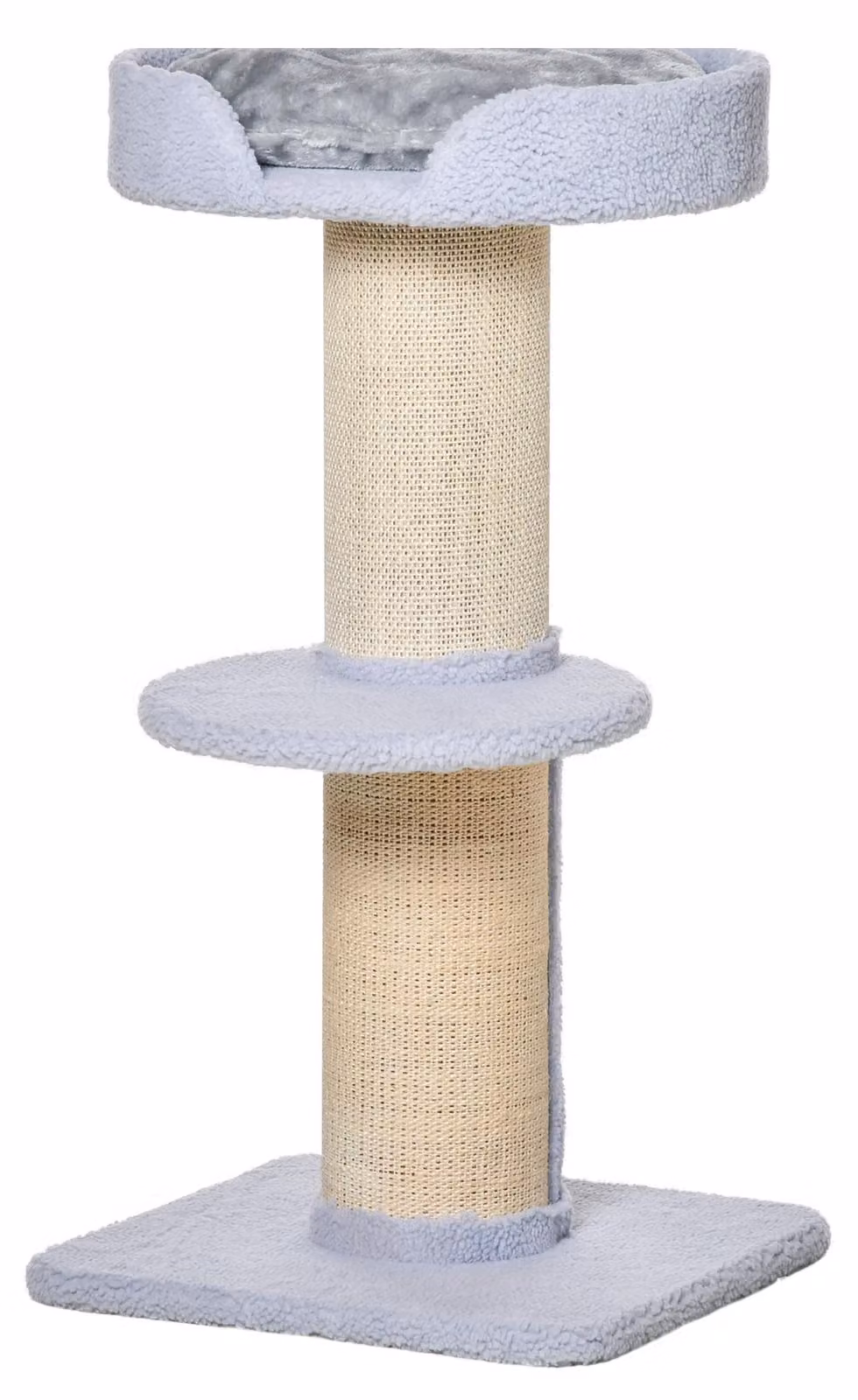 PawHut Tiragraffi per gatti con piattaforma, sisal e peluche, azzurro