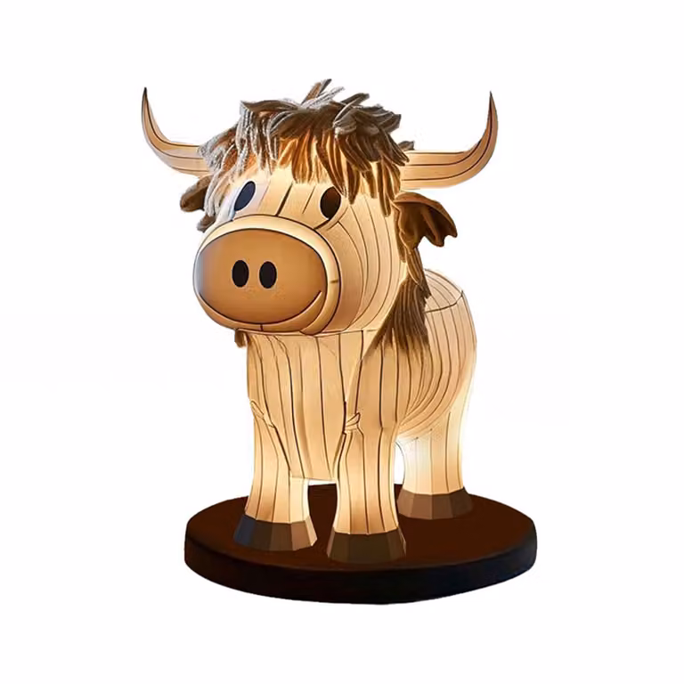 Yak lampada da tavolo illuminato vitello animale scrivania luce ornamento per la casa camera da letto comodino decorazione