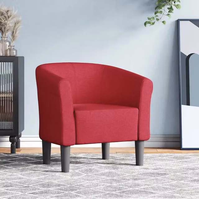 Poltrona Cabriolet vidaXL in tessuto rosso con braccioli e struttura in legno e plastica