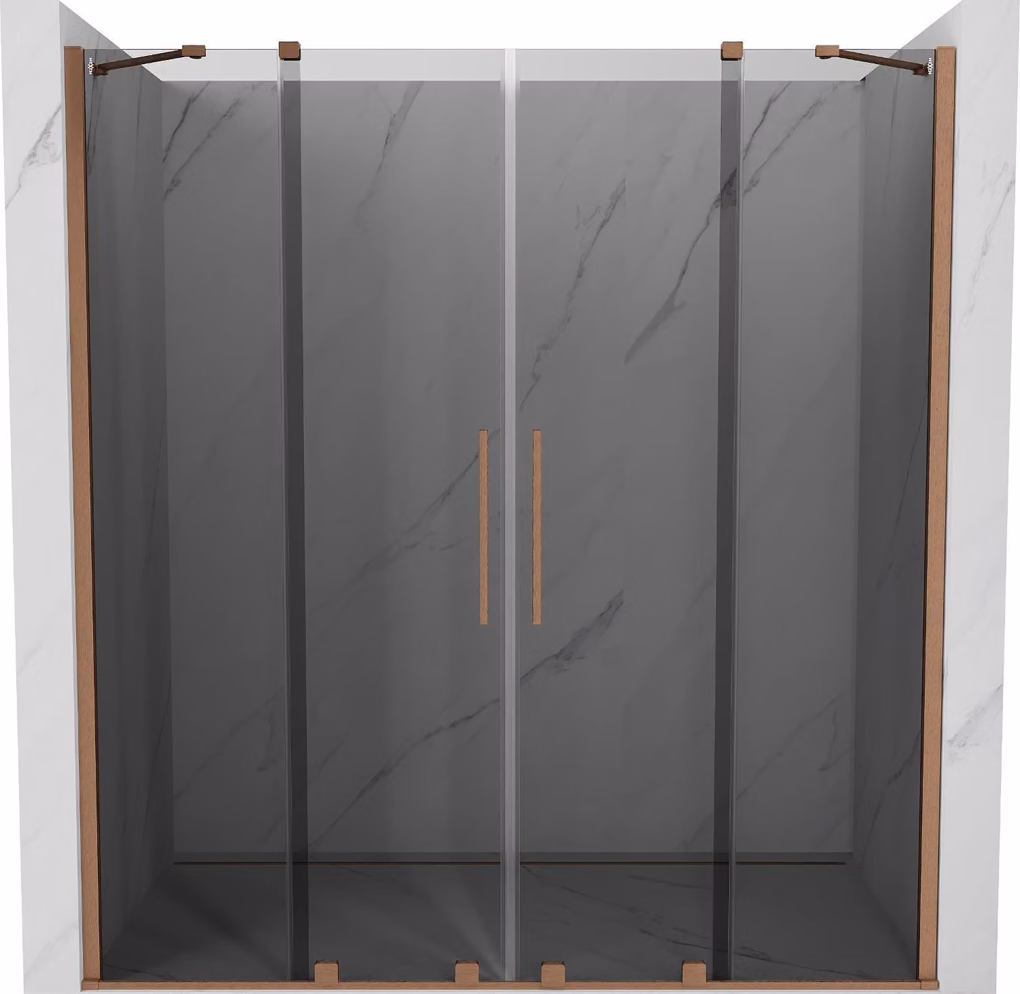 Mexen Velar Duo porta doccia scorrevole 170 cm, grafite, rame spazzolato - 871-170-000-42-65