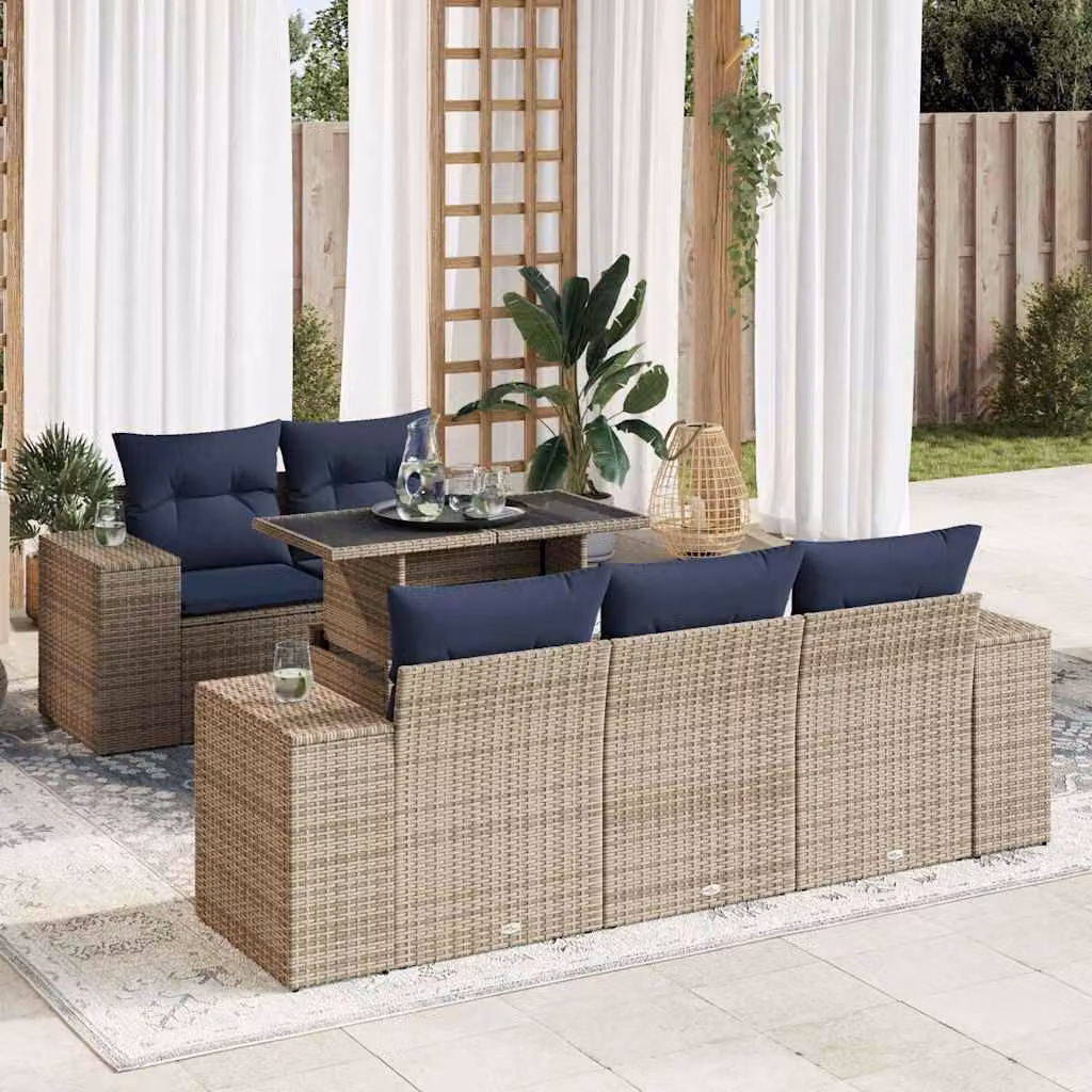 Maison Exclusive - Set Divano da Giardino 6pz con Cuscini Grigio Polyrattan Acacia