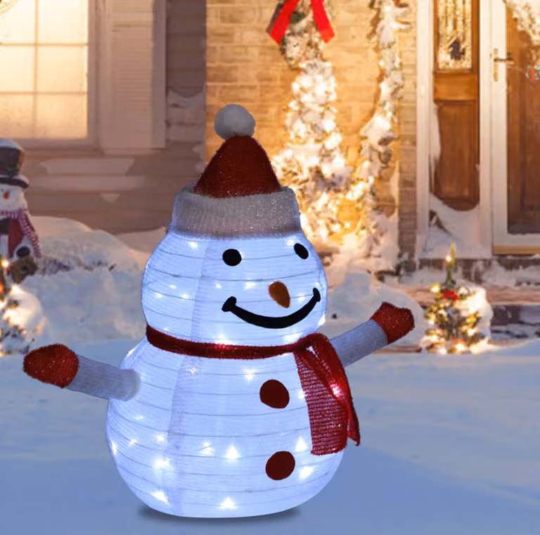 Pupazzo di neve LED 60cm, decorazione natalizia per interni ed esterni luci natalizie a batteria con timer decorazione natalizia, colore della luce: bianco