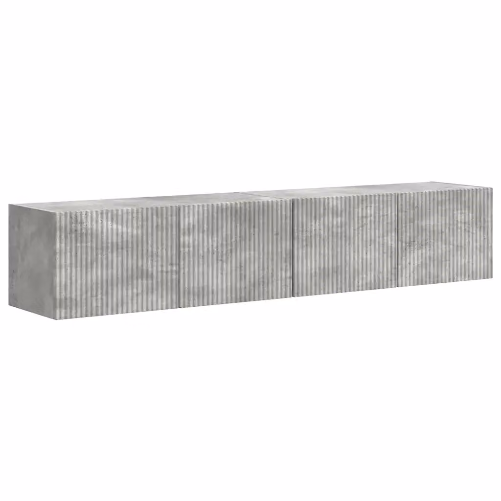 Set di 2 mobili TV da parete vidaXL in stile moderno, finitura effetto pietra e legno, colore grigio, L: 60 cm, P: 31 cm, H: 29,5 cm – 2