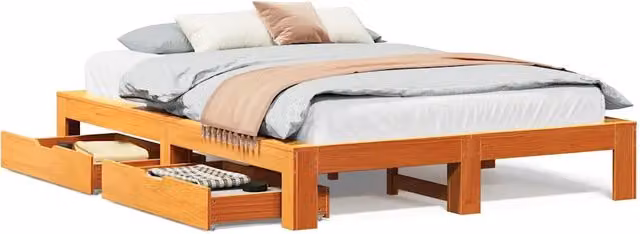 Letto matrimoniale | Letto per adulti | Letto senza Materasso Marrone Cera 160x200 cm in Legno di Pino