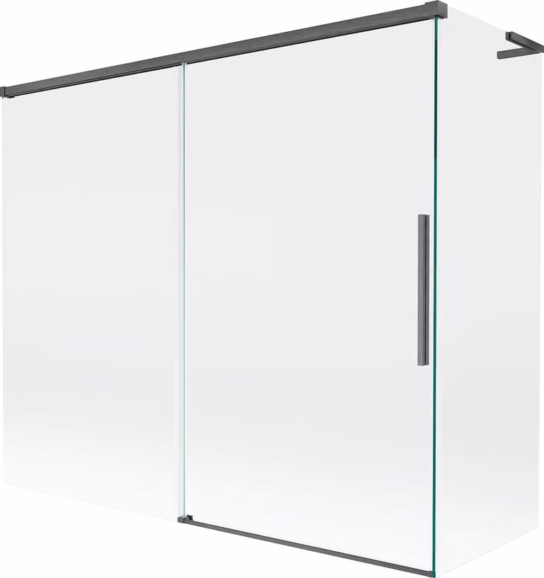 Mexen Rox L parete doccia a 2 ali scorrevoli 180 + 80 x 150 cm, trasparente, grigio canna di fucile spazzolato