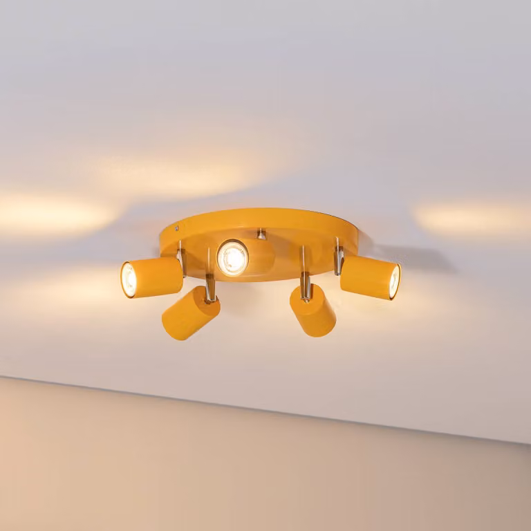 Faretto da soffitto Fun, giallo, Ø 30 cm, regolabile, GU10 Fun Luminex, dimmerabile, Giallo / Arancione, Soggiorno / Sala da pranzo, Metallo, Moderno, Faretto alogeno