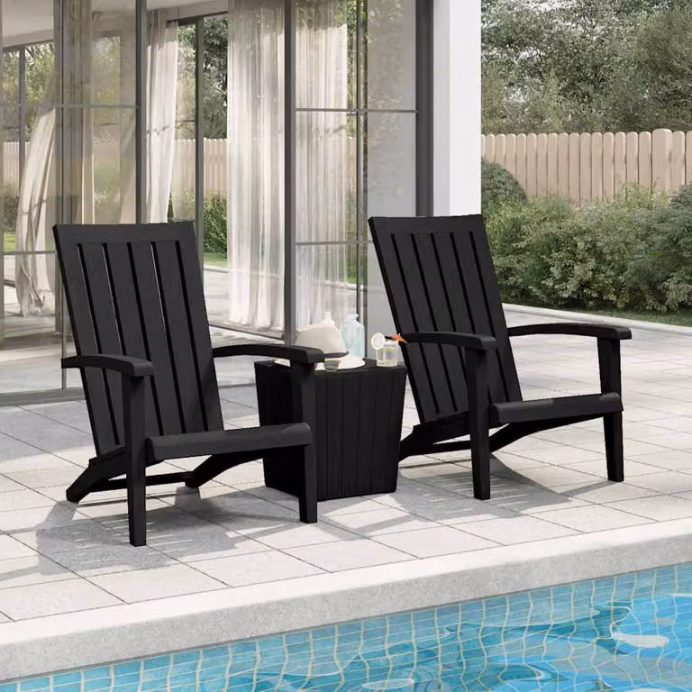 Set di 2 sedie Adirondack da giardino vidaXL in polipropilene nero resistente ai raggi UV
