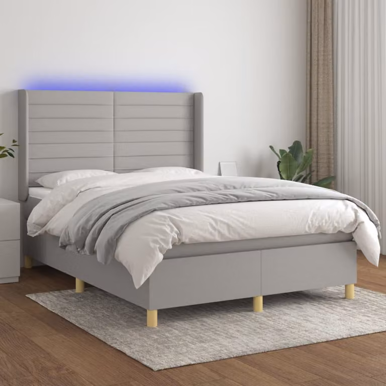 Letto Ibrido con Materasso e Illuminazione LED vidaXL Grigio Chiaro, L/P/H: 200 x 140 x 128 cm