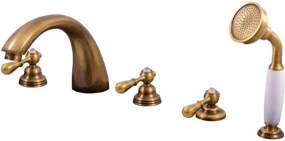 Miscelatore per vasca da bagno Rav Slezak ROMANTIC in ottone spazzolato color bronzo con maniglie a due للغاية