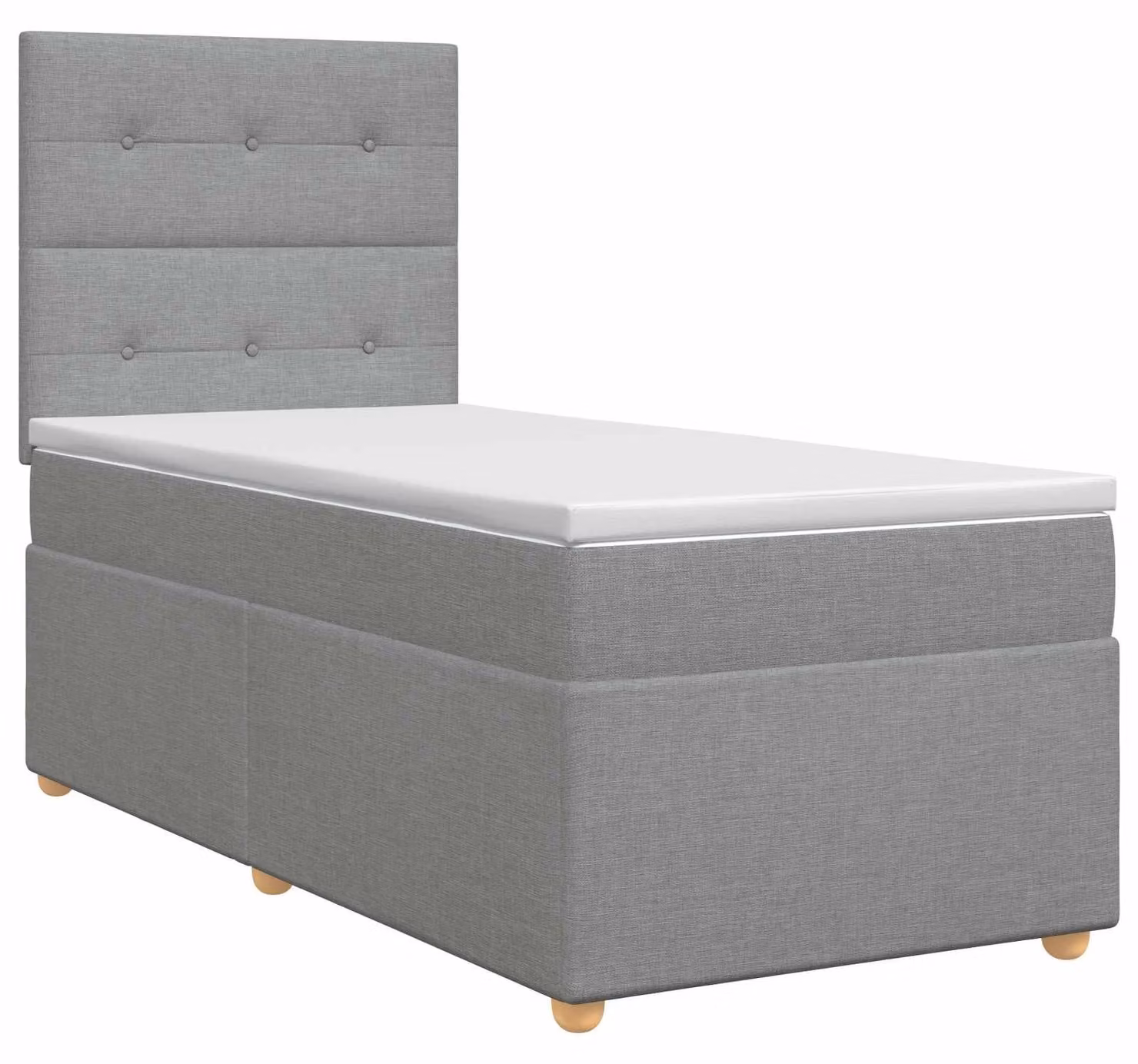 Letto a molle con materasso grigio chiaro 100 x 200 cm in tessuto