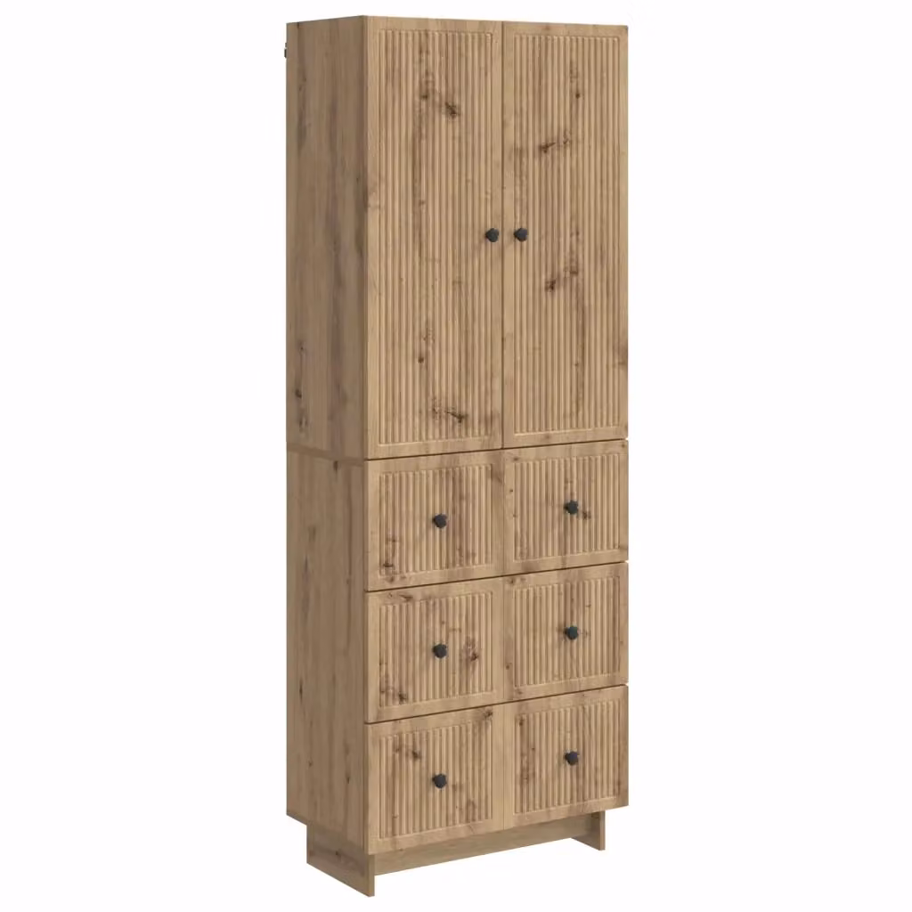 Set di 2 armadi moderni vidaXL in legno marrone con ante a battente, ripiani e cassetti interni per soggiorno o giardino, L/P/H: 90 x 34,5 x 66 cm – 2