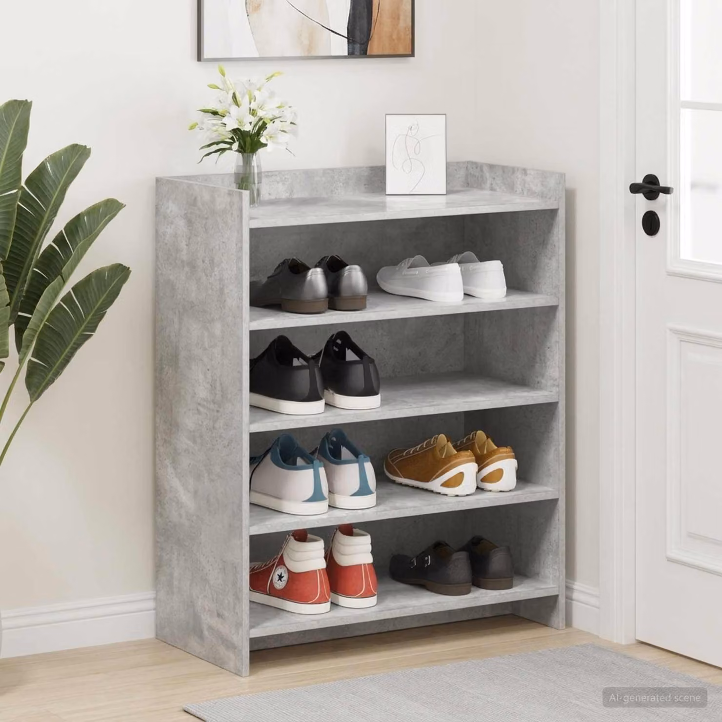 Mobile porta scarpe vidaXL moderno Grigio, L: 73,5 cm, P: 36 cm, H: 92 cm