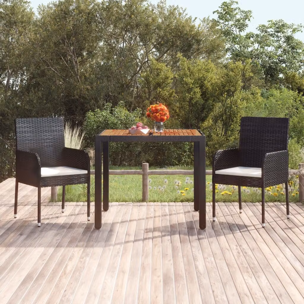 Maison Exclusive - Tavolo da giardino con piano in legno nero 90x90x75 cm Poly Rattan