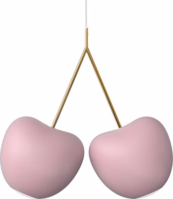Lampada a sospensione Qeeboo Cherry in polietilene rosa con tecnologia LED e altezza regolabile