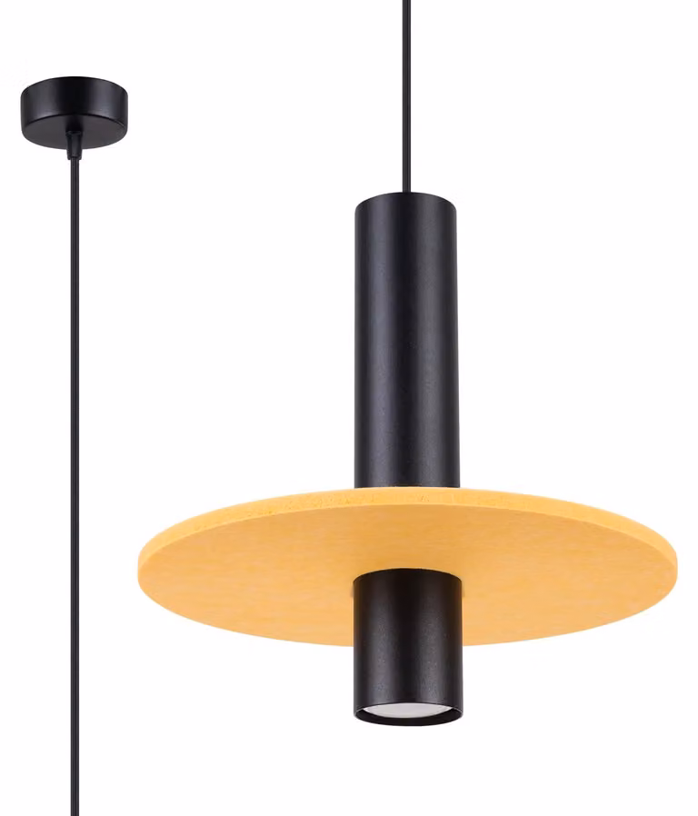Lampada a sospensione SCUTUM giallo-nera 1xGU10x10W in feltro, dimensioni: 126x30x30 cm, IP20, Pure Lume
