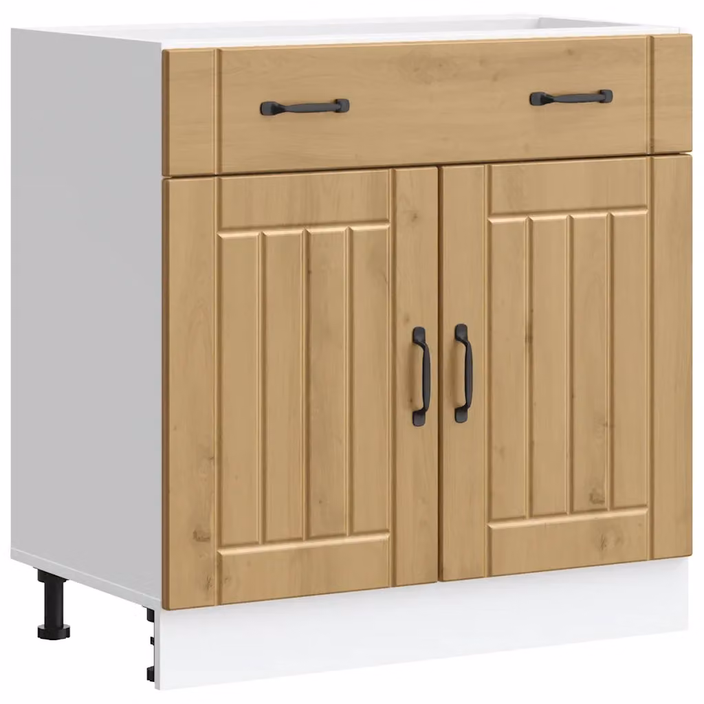 Mobile Base da Cucina Lucca Design Mania in Legno Multistrato Rovere Marrone con Ante a Battente e Ripiani Interni L: 81.5 cm, P: 46.0 cm, H: 80.0 cm – 2