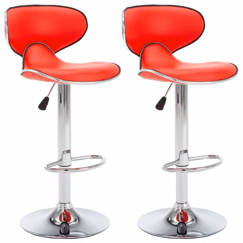 Set di 2 sgabelli da bar vidaXL in similpelle rossa con seduta girevole a 360 gradi e struttura in metallo per cucina e sala da pranzo – 2