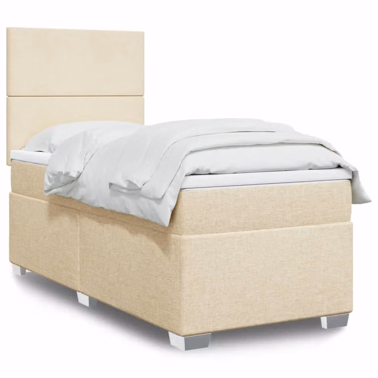 vidaXL Letto Ibrido con Giroletto a Molle e Materasso a Tasche Beige e Bianco L/P/H: 80 x 200 cm