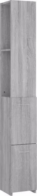 Elegante mobiletto contenitore per il bagno 25 x 26,5 x 170 cm realizzato in legno composito Sonoma grigio 02_0048252