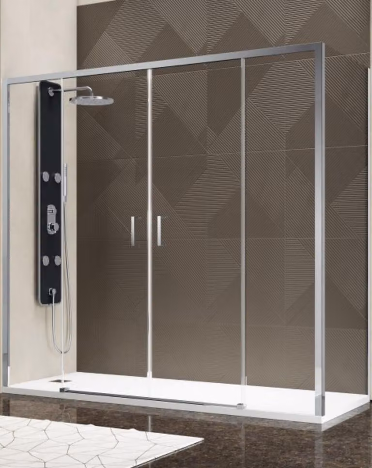 Cabina doccia 75x165 cm altezza 200cm 1 vetro fisso + ap. 4 cristalli Centrale Easy Entrance, cristallo trasparente - FRASCIO