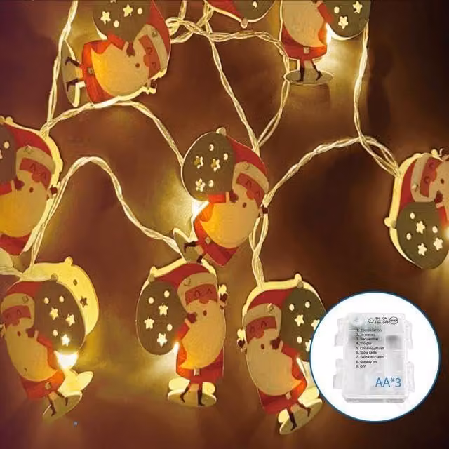 Catena luminosa a LED, 3 metri, luce bianco caldo, alimentazione a 3 batterie AA, ideale per decorazioni festive
