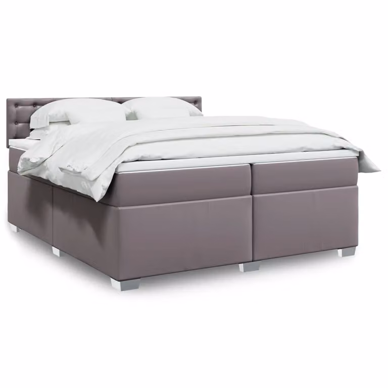 vidaXL Letto Ibrido con Giroletto a Molle e Materasso in Similpelle e Tessuto Grigio e Bianco, L/P: 200 x 200 cm