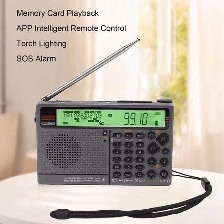 Radio portatile per golf con Bluetooth 5.0 - Radio multibanda - Radio portatile - Batteria da 2500 mAh - Allarme SOS - Torcia