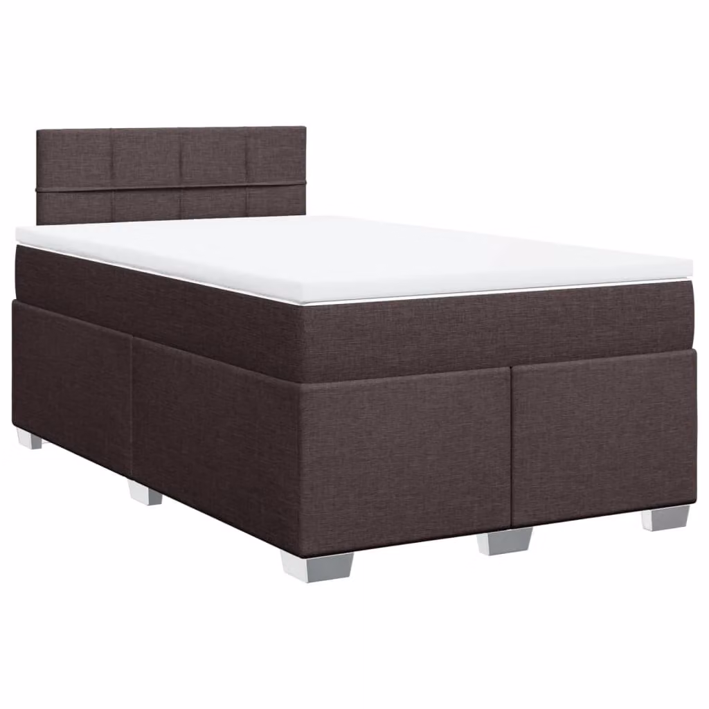 Giroletto a Molle con Materasso Marrone Scuro 120x190cm Tessuto