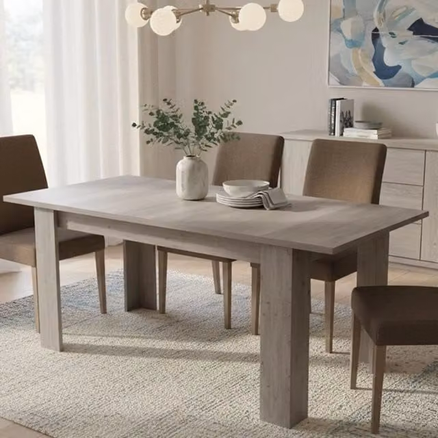 Tavolo da pranzo estensibile DMORA moderno in legno e metallo, colore rovere, L: 160 cm, P: 88 cm, H: 75 cm