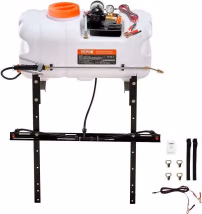 Spruzzatore VEVOR per ATV e UTV da 60 L con Pompa 12 V, Polverizzatore da Giardino Bianco con Tubo da 6,1 m e Pressione Regolabile 0-72 PSI