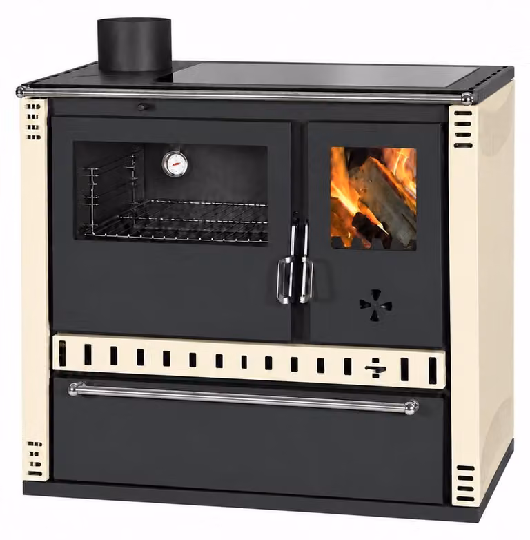 Cucina a legna PRITY GTD FS G DR 10,9 kW, Avorio, forno sinistro